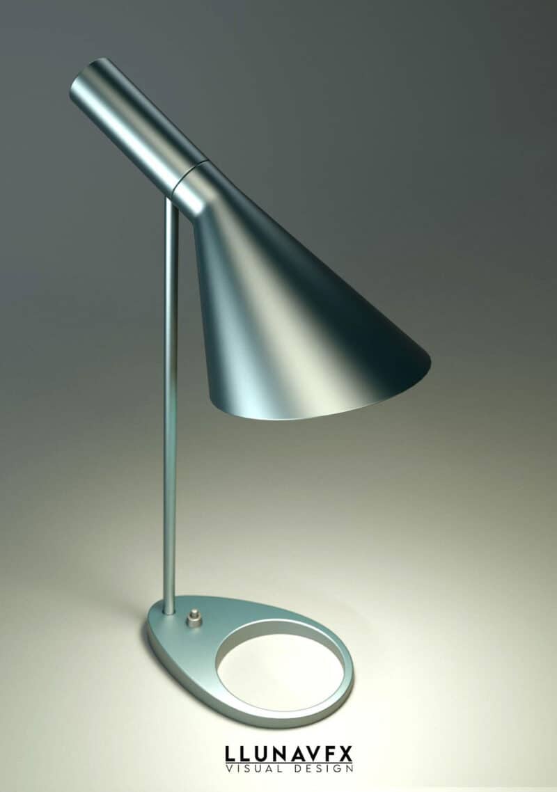 Sleek modern metallic desk lamp with adjustable arm and cone-shaped shade for stylish workspace lighting.